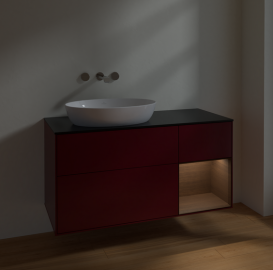 Тумба под раковину Villeroy & Boch Finion 120х50,1 см с подсветкой МДФ пион матовый лак/стекло черное матовое FA52GNHB