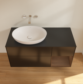 Тумба под раковину Villeroy & Boch Finion 120х50,1 см с подсветкой МДФ черный матовый лак/стекло черное матовое FA52GNPD