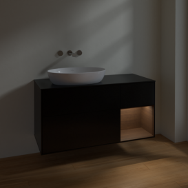 Тумба под раковину Villeroy & Boch Finion 120х50,1 см с подсветкой МДФ черный матовый лак/стекло черное матовое FA52GNPD