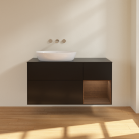 Тумба под раковину Villeroy & Boch Finion 120х50,1 см с подсветкой МДФ черный матовый лак/стекло черное матовое FA52GNPD