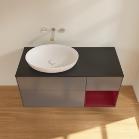 Тумба под раковину Villeroy & Boch Finion 120х50,1 см с подсветкой МДФ антрацит матовый лак/стекло черное матовое FA52HBGK