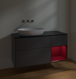 Тумба под раковину Villeroy & Boch Finion 120х50,1 см с подсветкой МДФ антрацит матовый лак/стекло черное матовое FA52HBGK