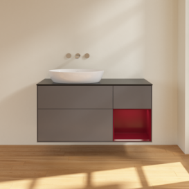 Тумба под раковину Villeroy & Boch Finion 120х50,1 см с подсветкой МДФ антрацит матовый лак/стекло черное матовое FA52HBGK