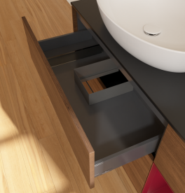 Тумба под раковину Villeroy & Boch Finion 120х50,1 см с подсветкой МДФ шпон грецкого ореха/стекло черное матовое FA52HBGN