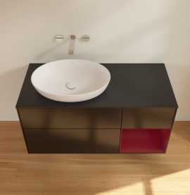 Тумба под раковину Villeroy & Boch Finion 120х50,1 см с подсветкой МДФ черный матовый лак/стекло черное матовое FA52HBPD