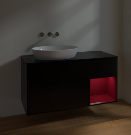 Тумба под раковину Villeroy & Boch Finion 120х50,1 см с подсветкой МДФ черный матовый лак/стекло черное матовое FA52HBPD