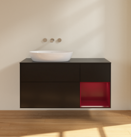 Тумба под раковину Villeroy & Boch Finion 120х50,1 см с подсветкой МДФ черный матовый лак/стекло черное матовое FA52HBPD