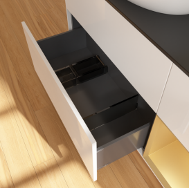 Тумба под раковину Villeroy & Boch Finion 120х50,1 см с подсветкой МДФ глянцевый белый лак/стекло черное матовое FA52HFGF