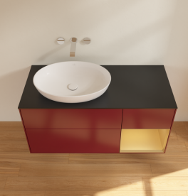 Тумба под раковину Villeroy & Boch Finion 120х50,1 см с подсветкой МДФ пион матовый лак/стекло черное матовое FA52HFHB