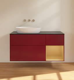 Тумба под раковину Villeroy & Boch Finion 120х50,1 см с подсветкой МДФ пион матовый лак/стекло черное матовое FA52HFHB