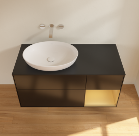 Тумба под раковину Villeroy & Boch Finion 120х50,1 см с подсветкой МДФ черный матовый лак/стекло черное матовое FA52HFPD