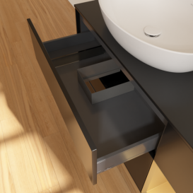 Тумба под раковину Villeroy & Boch Finion 120х50,1 см с подсветкой МДФ черный матовый лак/стекло черное матовое FA52HFPD