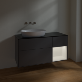 Тумба под раковину Villeroy & Boch Finion 120х50,1 см с подсветкой МДФ антрацит матовый лак/стекло черное матовое FA52MTGK