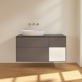 Тумба под раковину Villeroy & Boch Finion 120х50,1 см с подсветкой МДФ антрацит матовый лак/стекло черное матовое FA52MTGK