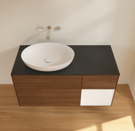 Тумба под раковину Villeroy & Boch Finion 120х50,1 см с подсветкой МДФ шпон грецкого ореха/стекло черное матовое FA52MTGN