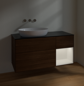 Тумба под раковину Villeroy & Boch Finion 120х50,1 см с подсветкой МДФ шпон грецкого ореха/стекло черное матовое FA52MTGN
