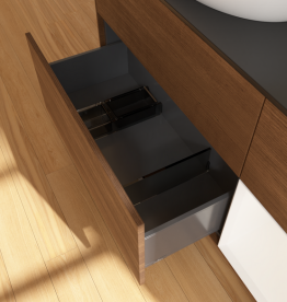 Тумба под раковину Villeroy & Boch Finion 120х50,1 см с подсветкой МДФ шпон грецкого ореха/стекло черное матовое FA52MTGN