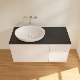 Тумба под раковину Villeroy & Boch Finion 120х50,1 см с подсветкой МДФ белый матовый лак/стекло черное матовое FA52MTMT