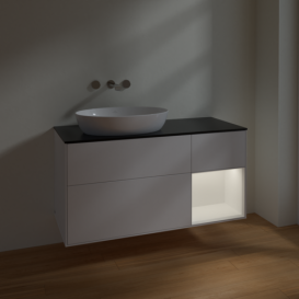 Тумба под раковину Villeroy & Boch Finion 120х50,1 см с подсветкой МДФ белый матовый лак/стекло черное матовое FA52MTMT
