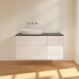 Тумба под раковину Villeroy & Boch Finion 120х50,1 см с подсветкой МДФ белый матовый лак/стекло черное матовое FA52MTMT