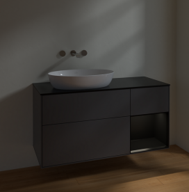 Тумба под раковину Villeroy & Boch Finion 120х50,1 см с подсветкой МДФ антрацит матовый лак/стекло черное матовое FA52PDGK