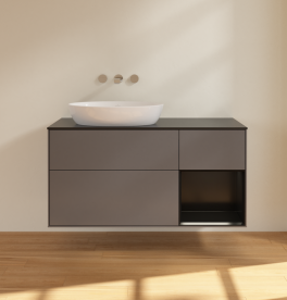 Тумба под раковину Villeroy & Boch Finion 120х50,1 см с подсветкой МДФ антрацит матовый лак/стекло черное матовое FA52PDGK