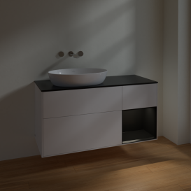 Тумба под раковину Villeroy & Boch Finion 120х50,1 см с подсветкой МДФ белый матовый лак/стекло черное матовое FA52PDMT