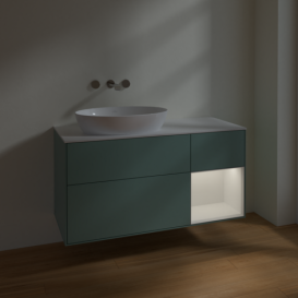 Тумба под раковину Villeroy & Boch Finion 120х50,1 см с подсветкой МДФ оливковый матовый лак/стекло белое матовое FA51GFGM