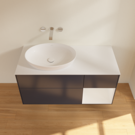 Тумба под раковину Villeroy & Boch Finion 120х50,1 см с подсветкой МДФ темно-синий матовый лак/стекло белое матовое FA51GFHG