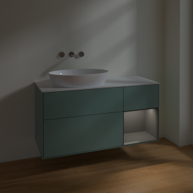 Тумба под раковину Villeroy & Boch Finion 120х50,1 см с подсветкой МДФ оливковый матовый лак/стекло белое матовое FA51GKGM