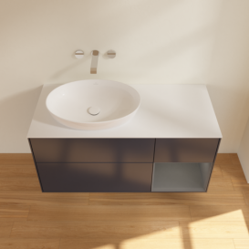 Тумба под раковину Villeroy & Boch Finion 120х50,1 см с подсветкой МДФ темно-синий матовый лак/стекло белое матовое FA51GKHG