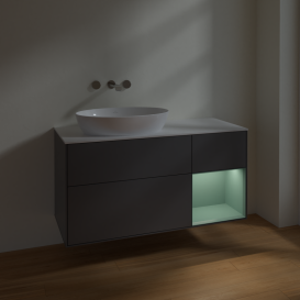 Тумба под раковину Villeroy & Boch Finion 120х50,1 см с подсветкой МДФ антрацит матовый лак/стекло белое матовое FA51GMGK