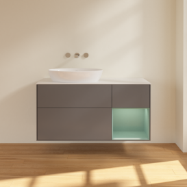Тумба под раковину Villeroy & Boch Finion 120х50,1 см с подсветкой МДФ антрацит матовый лак/стекло белое матовое FA51GMGK