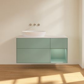 Тумба под раковину Villeroy & Boch Finion 120х50,1 см с подсветкой МДФ оливковый матовый лак/стекло белое матовое FA51GMGM