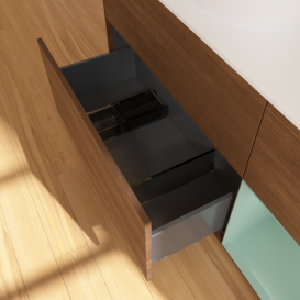 Тумба под раковину Villeroy & Boch Finion 120х50,1 см с подсветкой МДФ шпон грецкого ореха/стекло белое матовое FA51GMGN