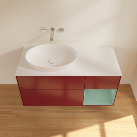 Тумба под раковину Villeroy & Boch Finion 120х50,1 см с подсветкой МДФ пион матовый лак/стекло белое матовое FA51GMHB