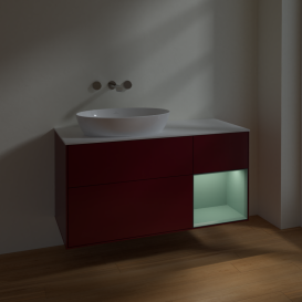 Тумба под раковину Villeroy & Boch Finion 120х50,1 см с подсветкой МДФ пион матовый лак/стекло белое матовое FA51GMHB