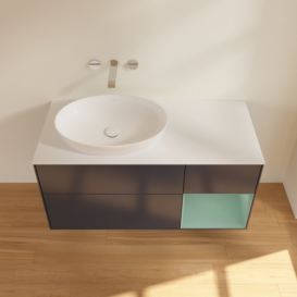 Тумба под раковину Villeroy & Boch Finion 120х50,1 см с подсветкой МДФ темно-синий матовый лак/стекло белое матовое FA51GMHG