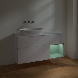 Тумба под раковину Villeroy & Boch Finion 120х50,1 см с подсветкой МДФ белый матовый лак/стекло белое матовое FA51GMMT