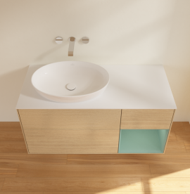 Тумба под раковину Villeroy & Boch Finion 120х50,1 см с подсветкой МДФ шпон дуба/стекло белое матовое FA51GMPC