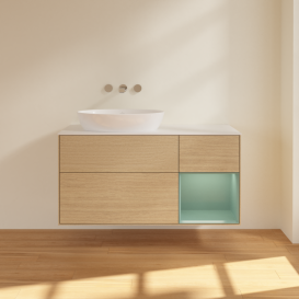 Тумба под раковину Villeroy & Boch Finion 120х50,1 см с подсветкой МДФ шпон дуба/стекло белое матовое FA51GMPC