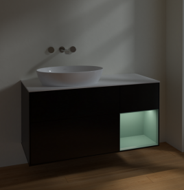 Тумба под раковину Villeroy & Boch Finion 120х50,1 см с подсветкой МДФ черный матовый лак/стекло белое матовое FA51GMPD