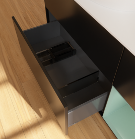 Тумба под раковину Villeroy & Boch Finion 120х50,1 см с подсветкой МДФ черный матовый лак/стекло белое матовое FA51GMPD