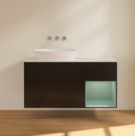 Тумба под раковину Villeroy & Boch Finion 120х50,1 см с подсветкой МДФ черный матовый лак/стекло белое матовое FA51GMPD