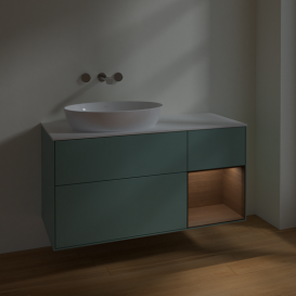 Тумба под раковину Villeroy & Boch Finion 120х50,1 см с подсветкой МДФ оливковый матовый лак/стекло белое матовое FA51GNGM