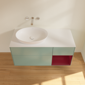 Тумба под раковину Villeroy & Boch Finion 120х50,1 см с подсветкой МДФ оливковый матовый лак/стекло белое матовое FA51HBGM