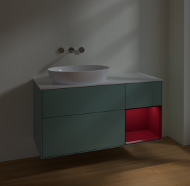 Тумба под раковину Villeroy & Boch Finion 120х50,1 см с подсветкой МДФ оливковый матовый лак/стекло белое матовое FA51HBGM