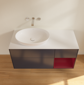 Тумба под раковину Villeroy & Boch Finion 120х50,1 см с подсветкой МДФ темно-синий матовый лак/стекло белое матовое FA51HBHG