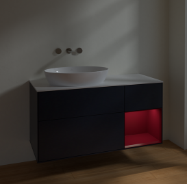 Тумба под раковину Villeroy & Boch Finion 120х50,1 см с подсветкой МДФ темно-синий матовый лак/стекло белое матовое FA51HBHG