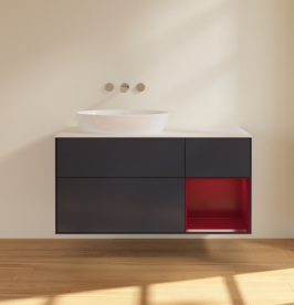 Тумба под раковину Villeroy & Boch Finion 120х50,1 см с подсветкой МДФ темно-синий матовый лак/стекло белое матовое FA51HBHG